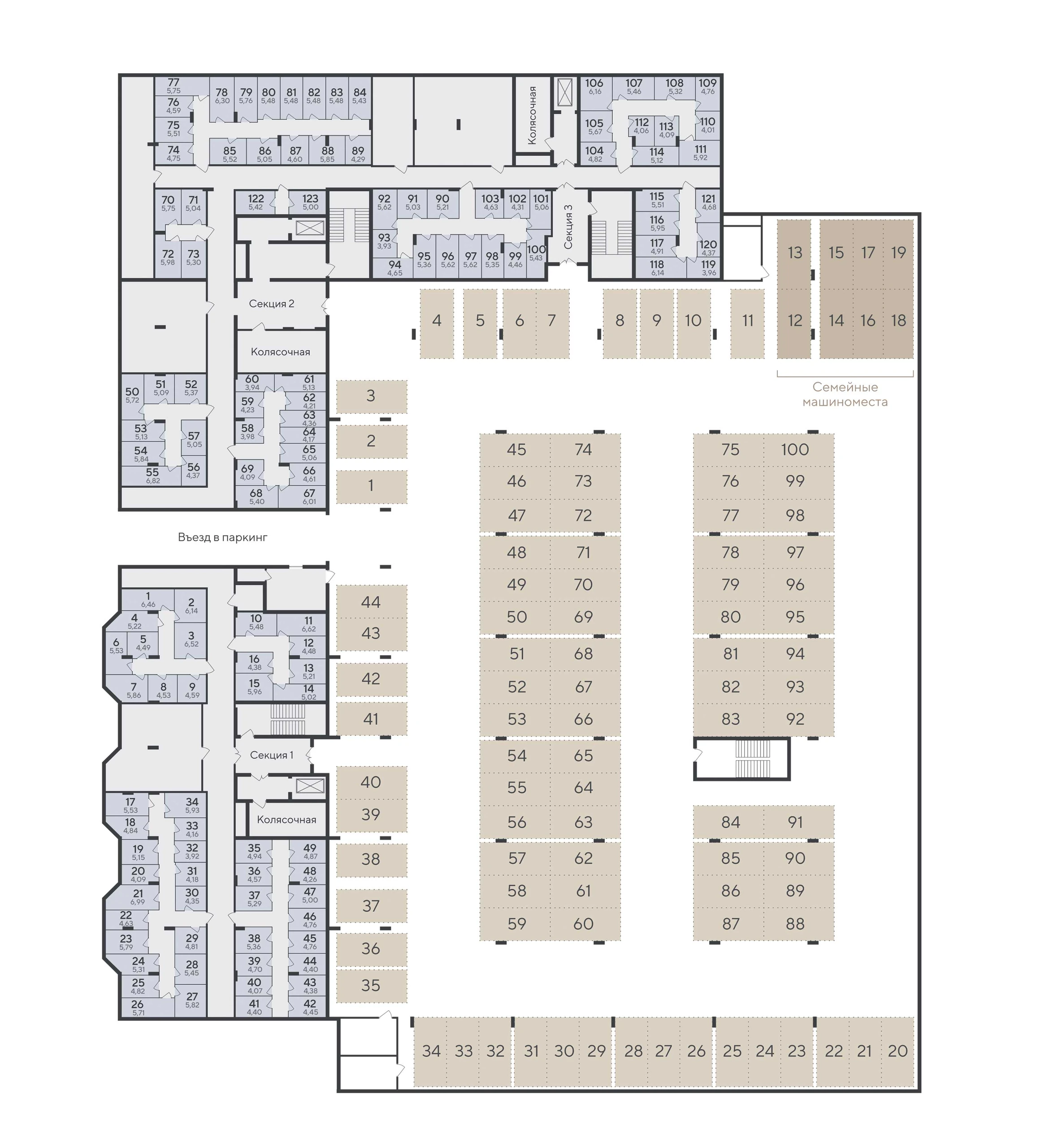 Машино-место 13,3 м² — изображение 1