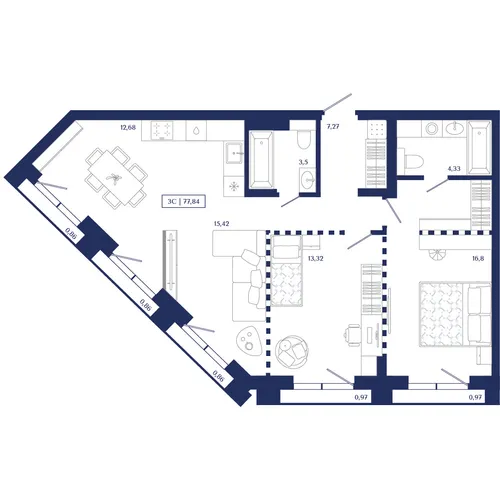 2-к 77,8 м² — изображение 1