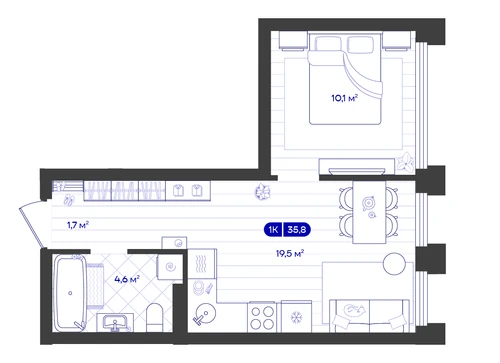 1-к 35,8 м² — изображение 1