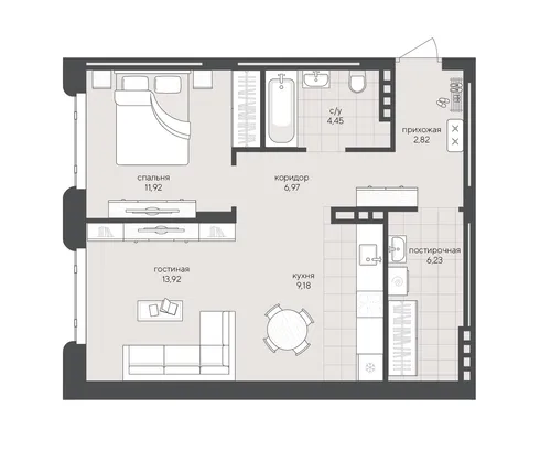 1-к 55,5 м² — изображение 1